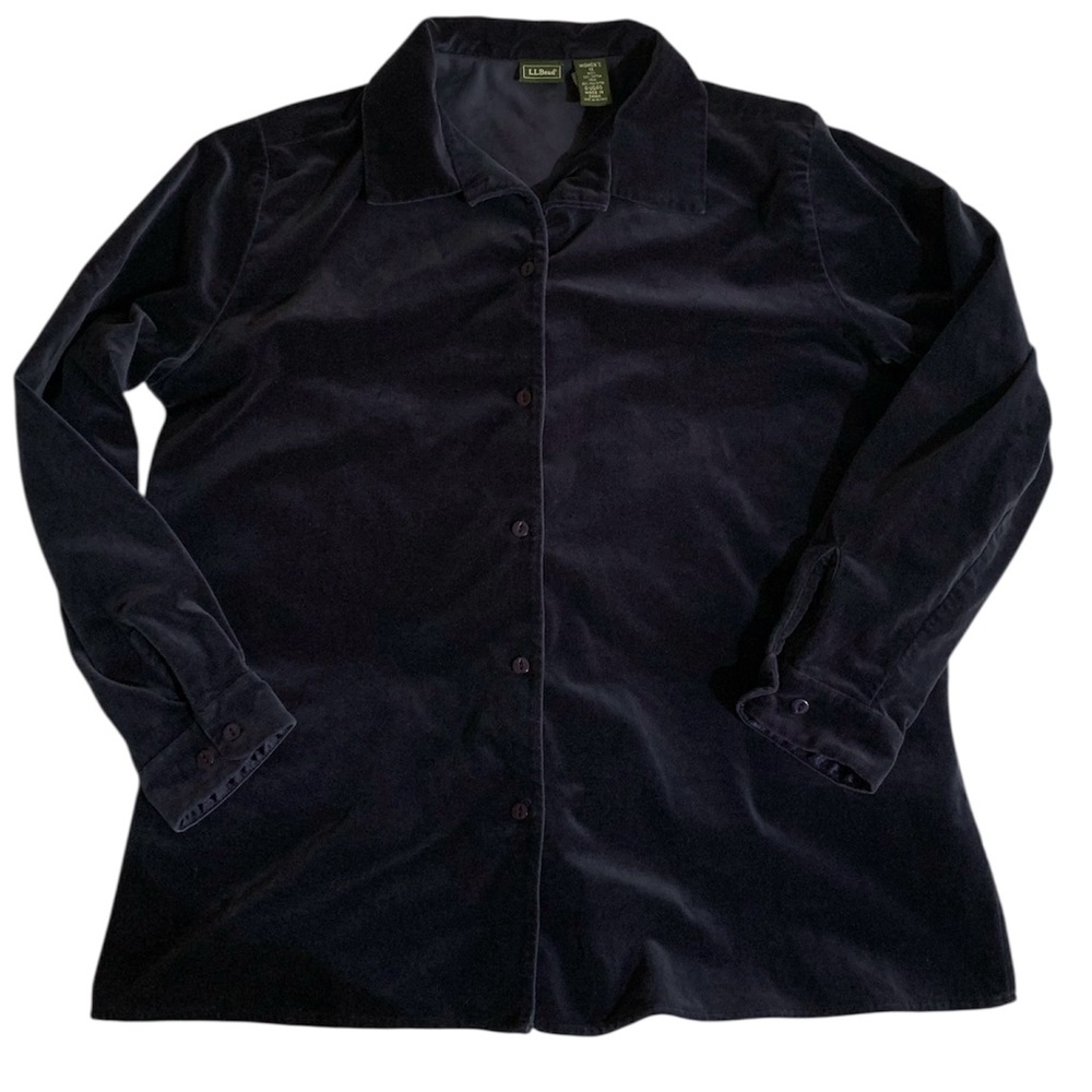LL Bean Navy Velvet Long Sleeve L.L. Bean Button Up Size 1X